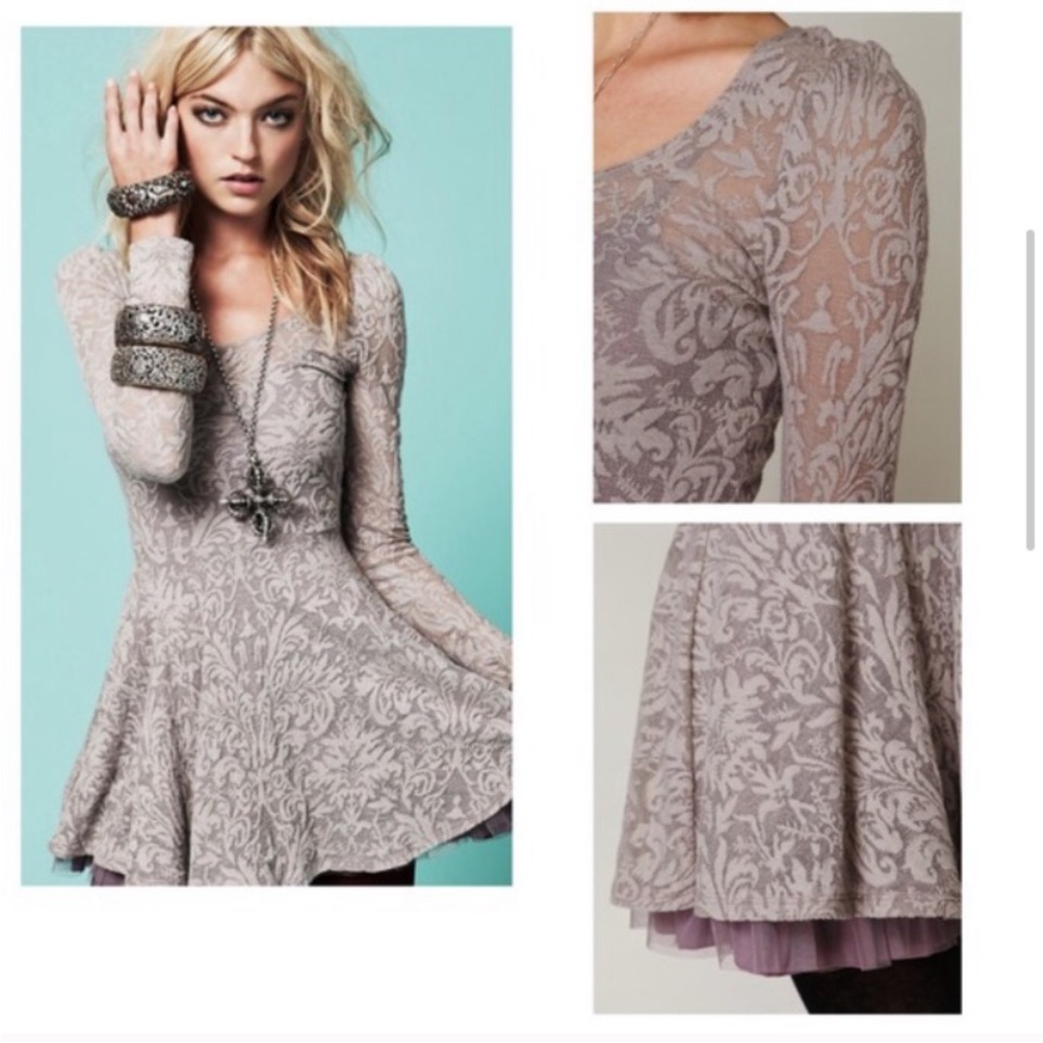 Free People Dress Lined Lace Gray And Purple